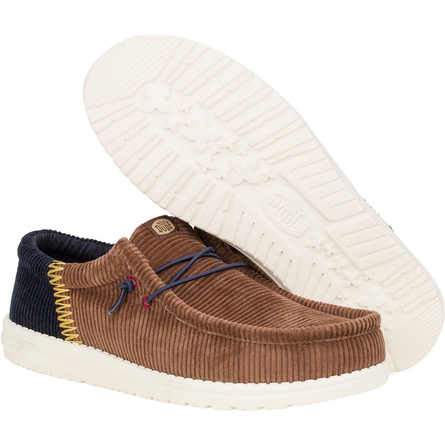 HEYDUDE Men's Wally Funk Corduroy Shoes in Espresso/Blue Jean