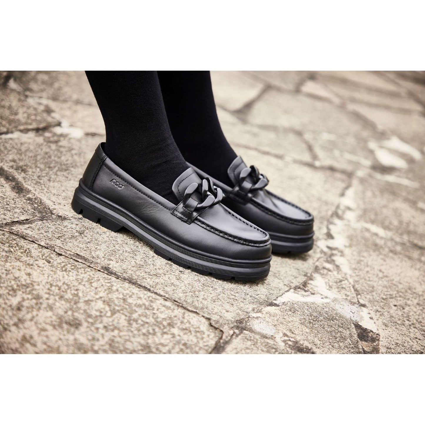 Pod Mina Leather Youth Black Loafers