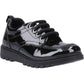 Hush Puppies Keeley Patent Leather Junior Black Lace-Up Shoes