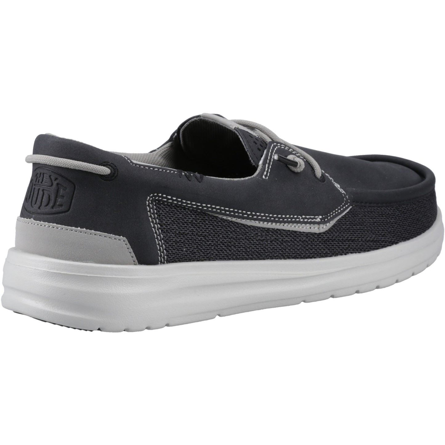 HEYDUDE Welsh Grip Classic Mesh Cotton Blend Men's Black/Storm Gray Boat Shoes