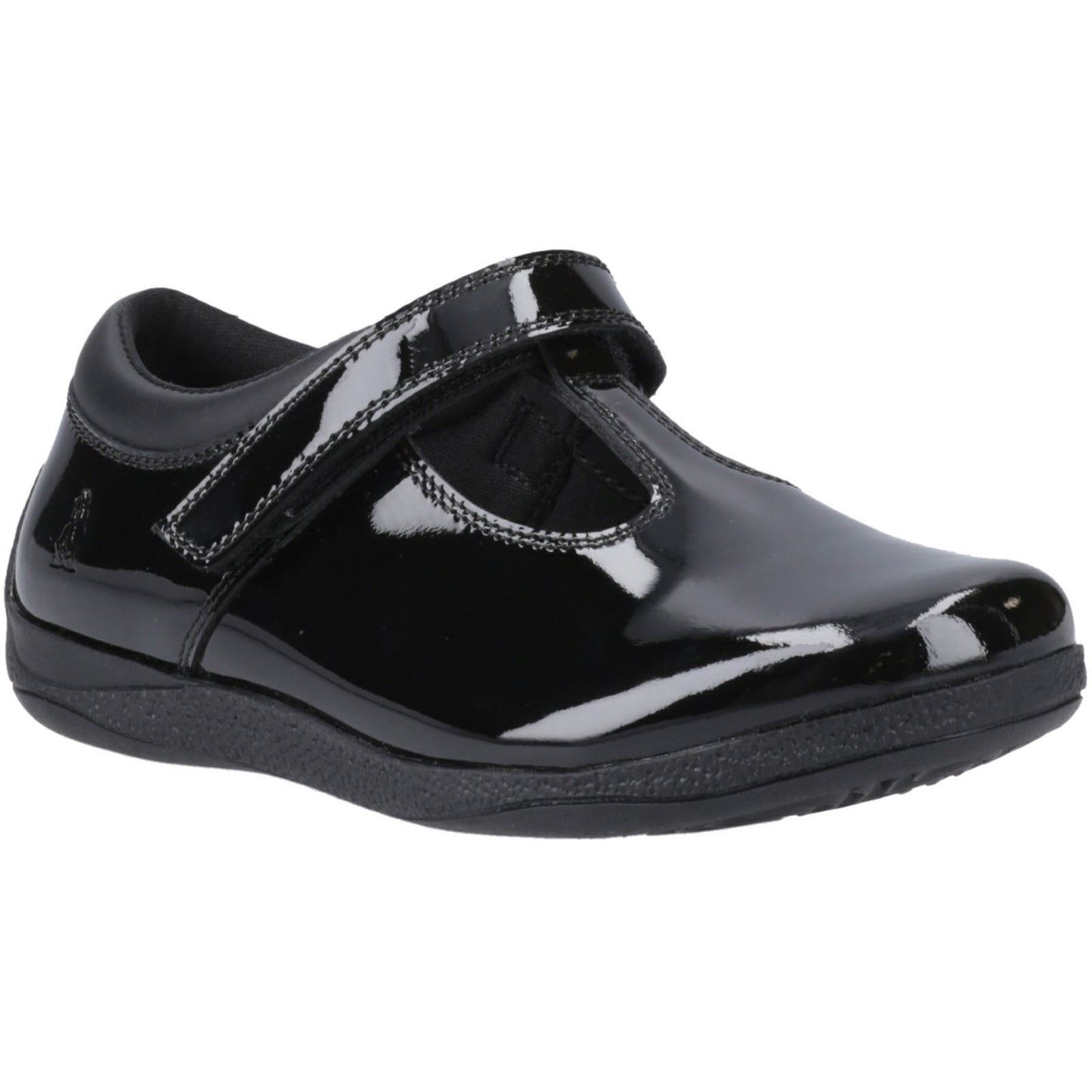 Hush Puppies Caitlin T-Bar Leather Youth Black Shoes