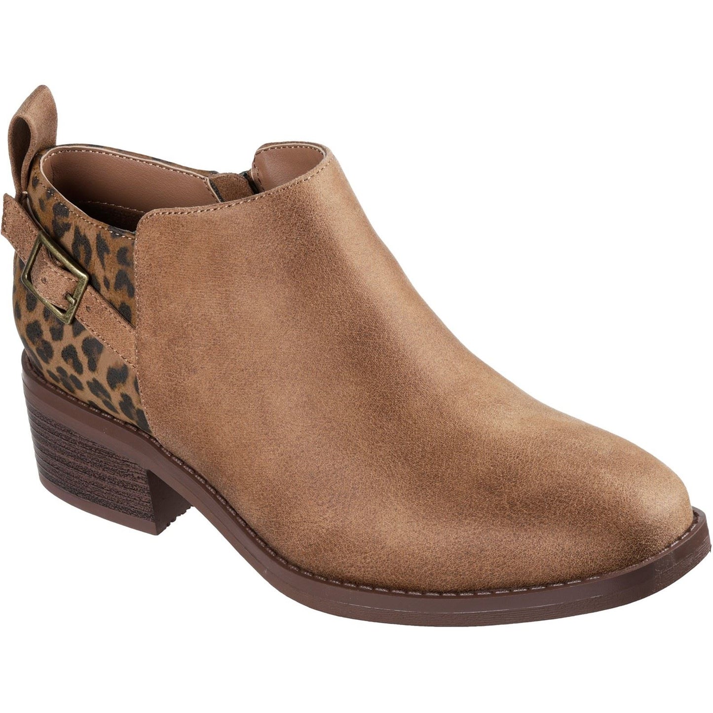 Skechers BOBS Wander Luxe Textile Women's Chestnut Heeled Ankle Boots