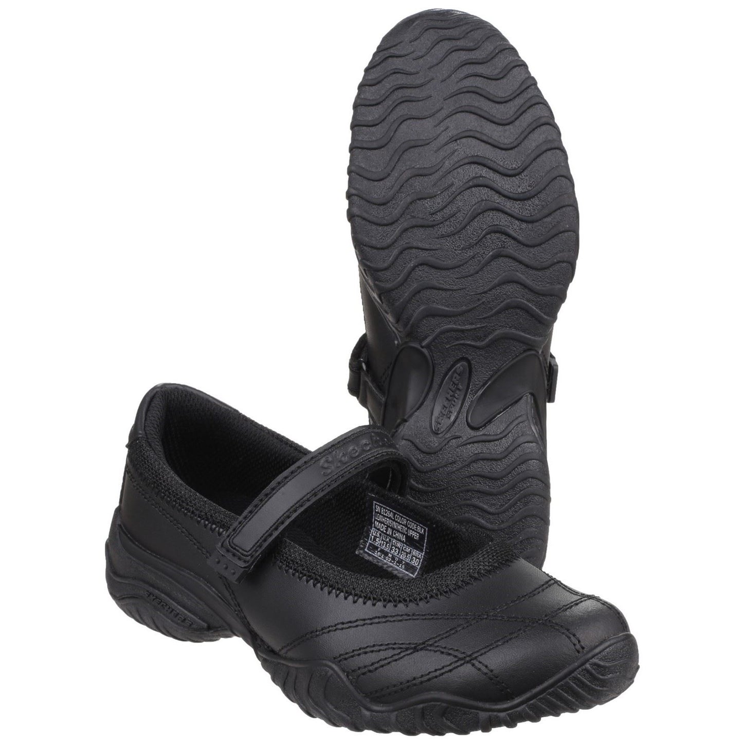 Skechers Velocity Pouty Leather Junior Black Shoes