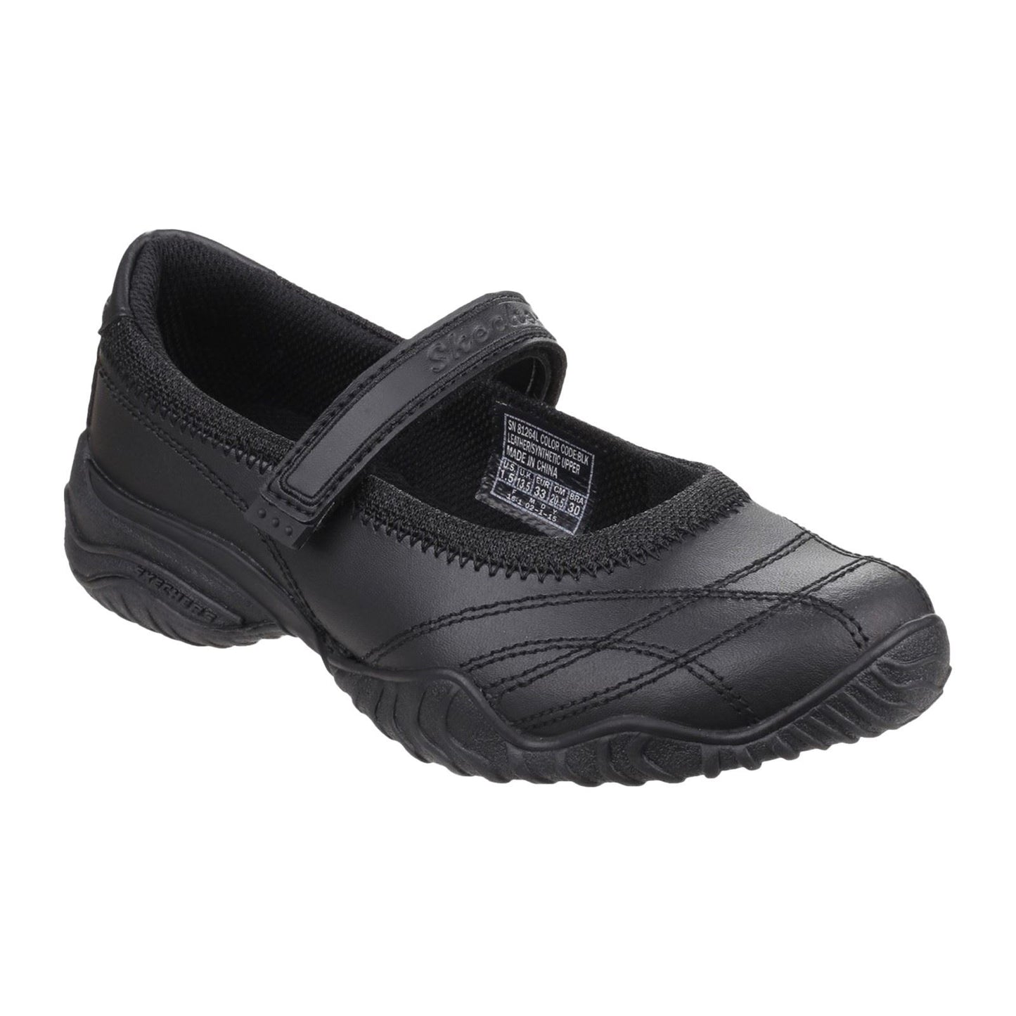 Skechers Velocity Pouty Leather Junior Black Shoes