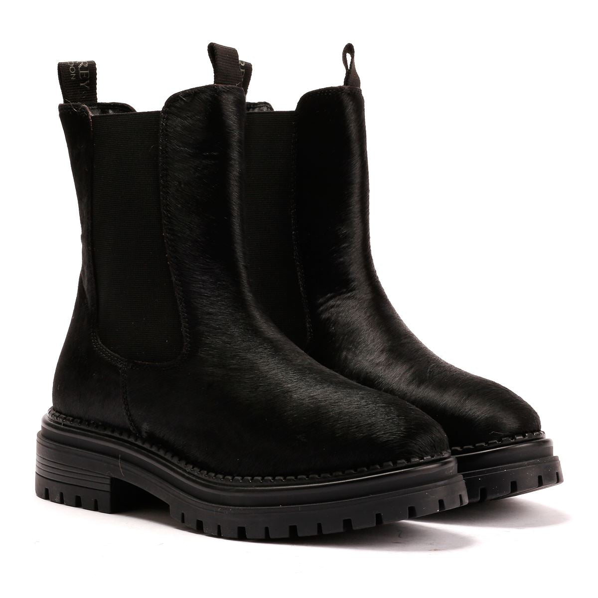 Osprey London The Hampton Chelsea Leather/Pony Hair Women's Black/Olive Boots