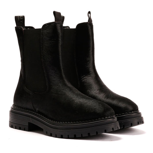 Osprey London The Hampton Chelsea Leather/Pony Hair Women's Black/Olive Boots