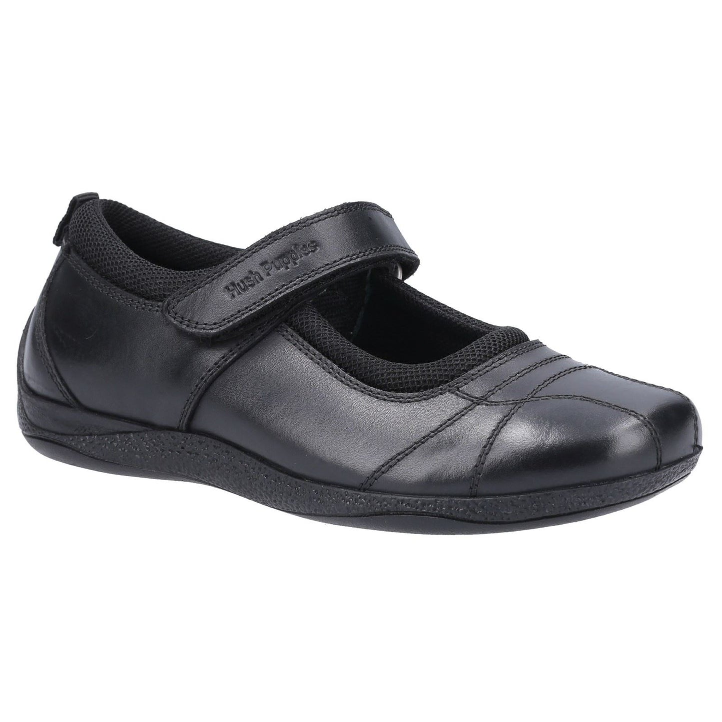 Hush Puppies Clara Junior Girls Black Leather Shoes