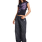 Ed Hardy Tattoo City Cap Sleeve Top Women's Black T-Shirts