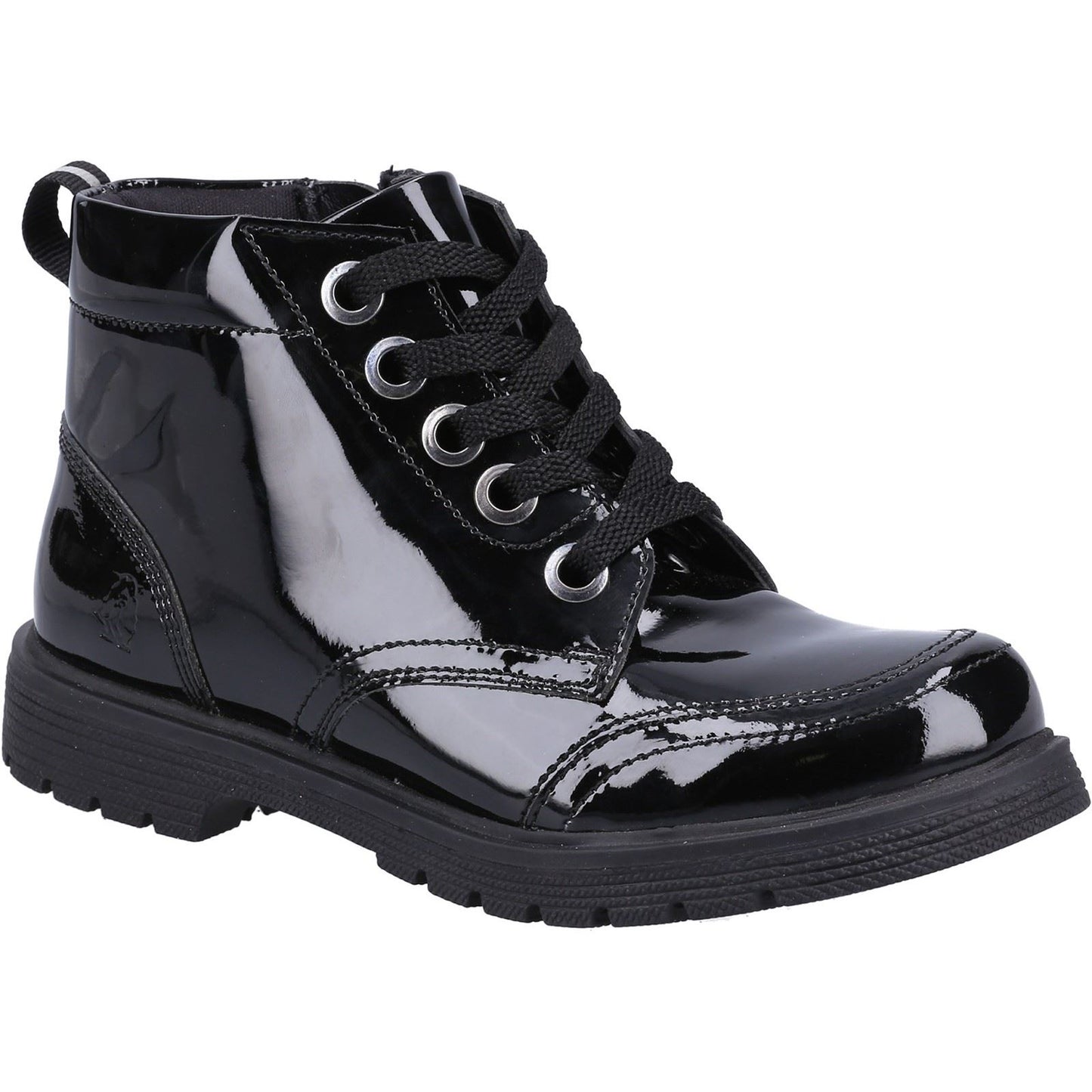 Hush Puppies Jolie Patent Leather Junior Black Boots