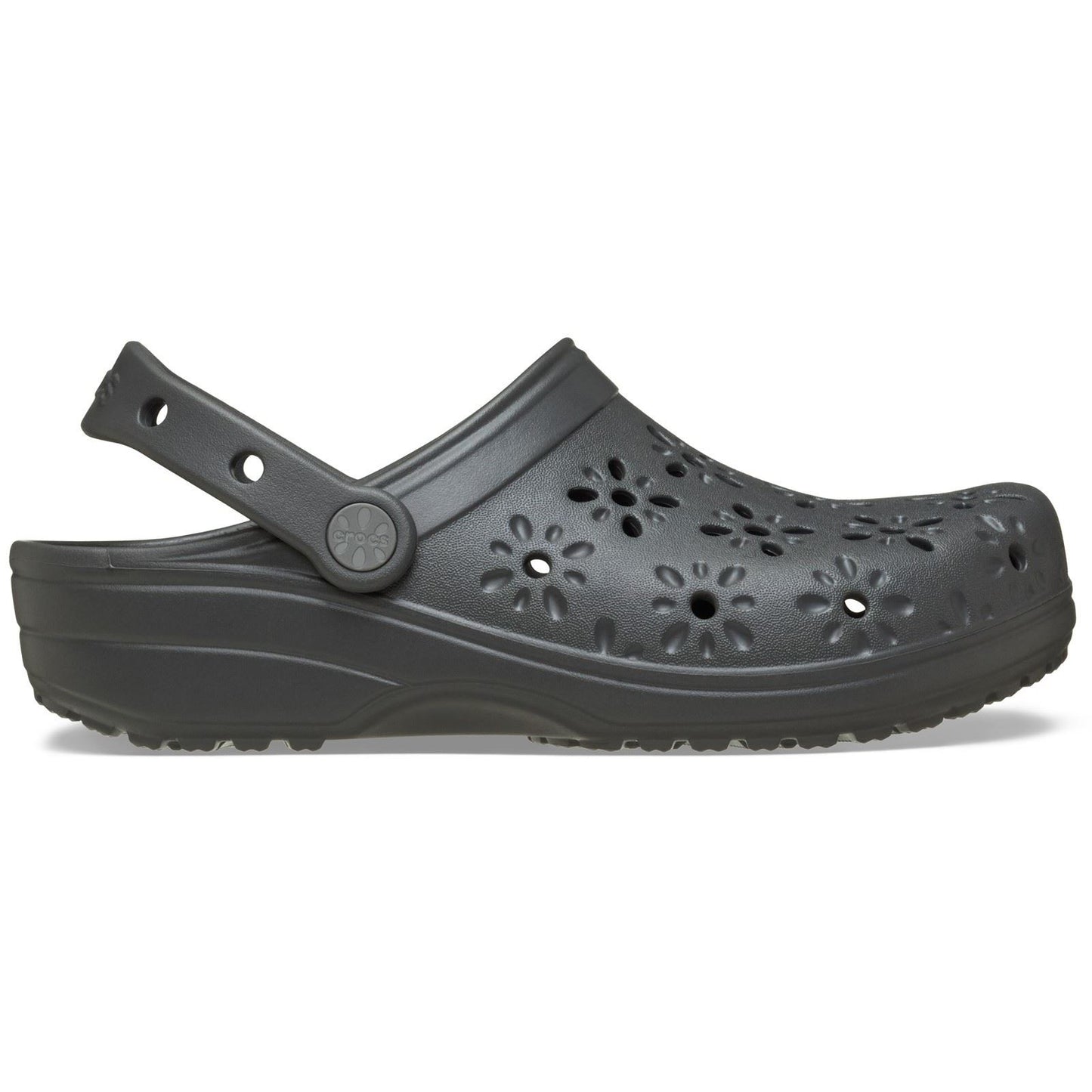 Crocs Classic Floral Cut Out Thermoplastic Black Sand Clogs