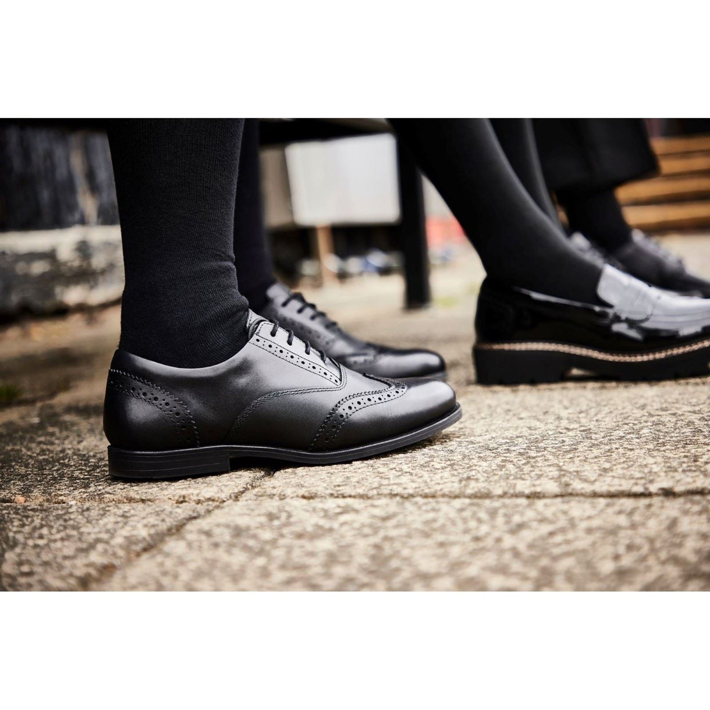 Pod Lee Smooth Leather Youth Black Loafers