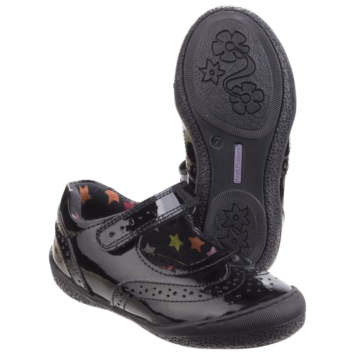 Hush Puppies Rina Junior Girls Black Patent Leather Shoes
