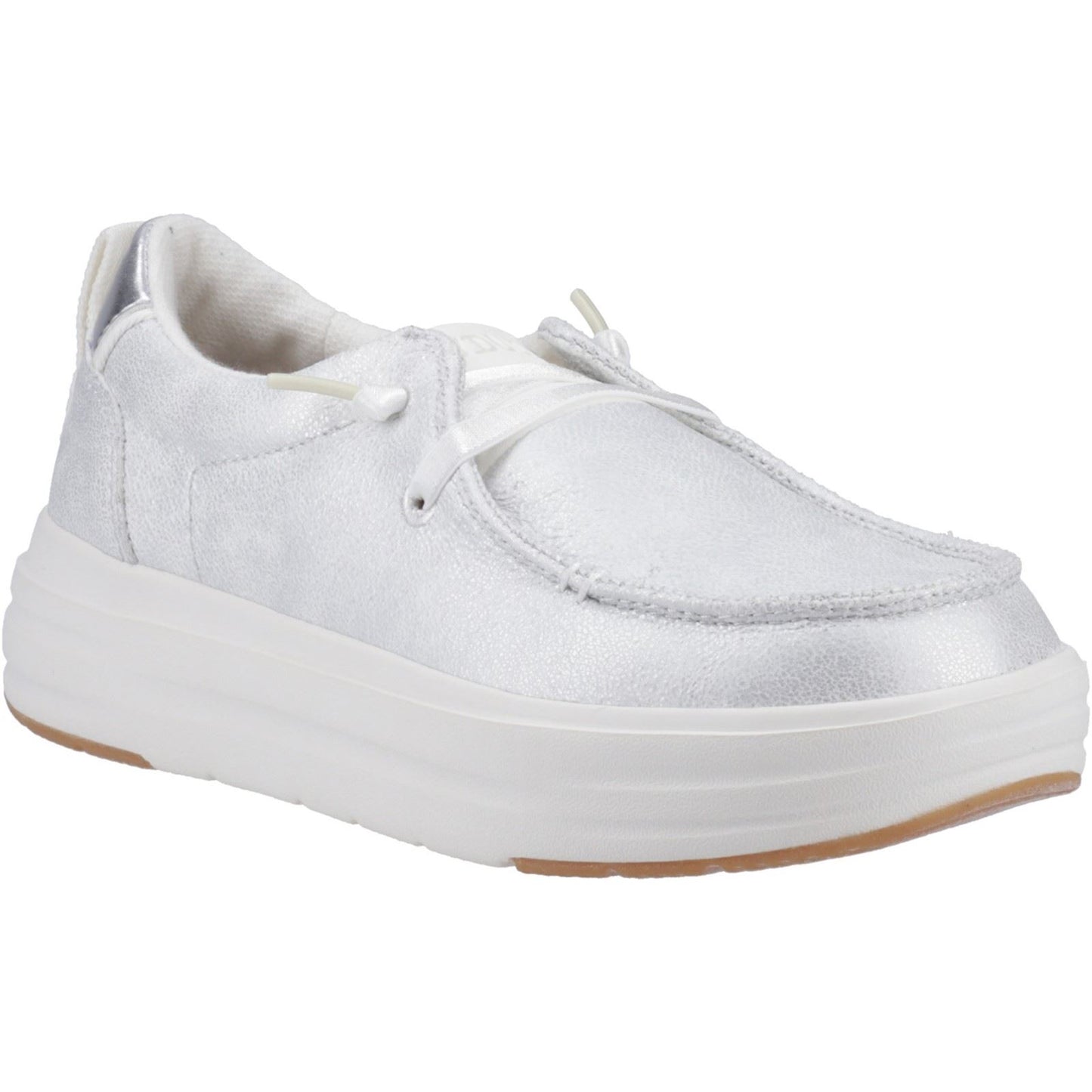 HEYDUDE Wendy Nova Shimmer Polyester Women's Snow White Moccasins Shoes