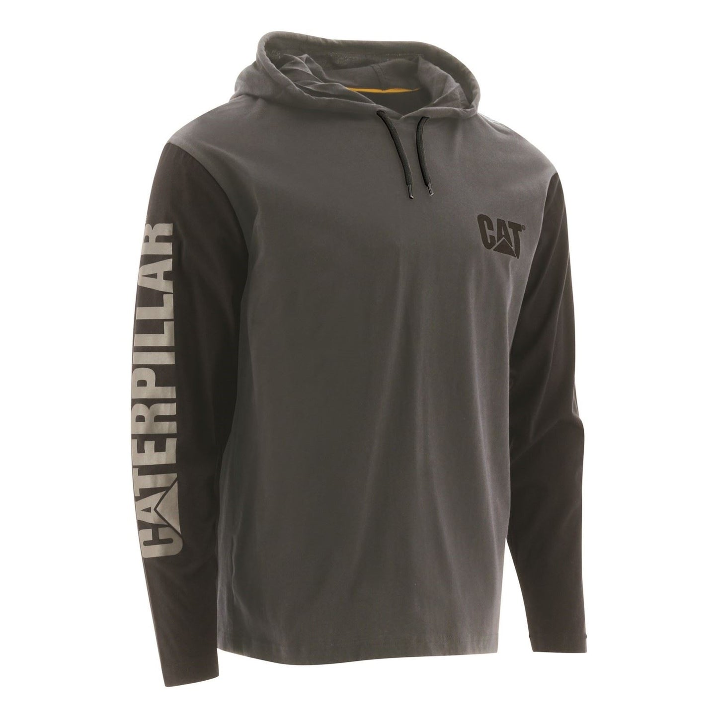 Caterpillar Men's Hooded Long Sleeve Tee in Dark Shadow