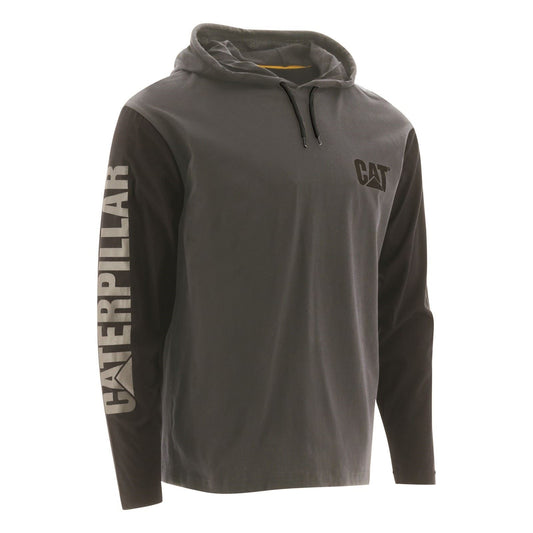 Caterpillar Men's Hooded Long Sleeve T-Shirt in Dark Shadow