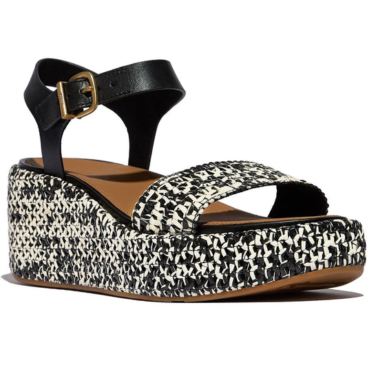 Fitflop Platfforms Wedge Faux Suede Women's Black/Ivory Sandals