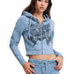 Ed Hardy Stay True Fitted Cropped Zip Women's Blue Hoodie
