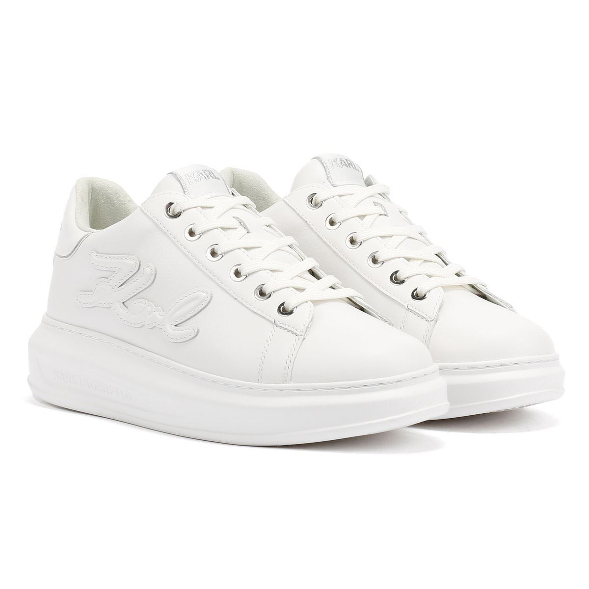 Karl Lagerfeld Kapri Signia Emboss Lo Lace Leather Women's White Trainers
