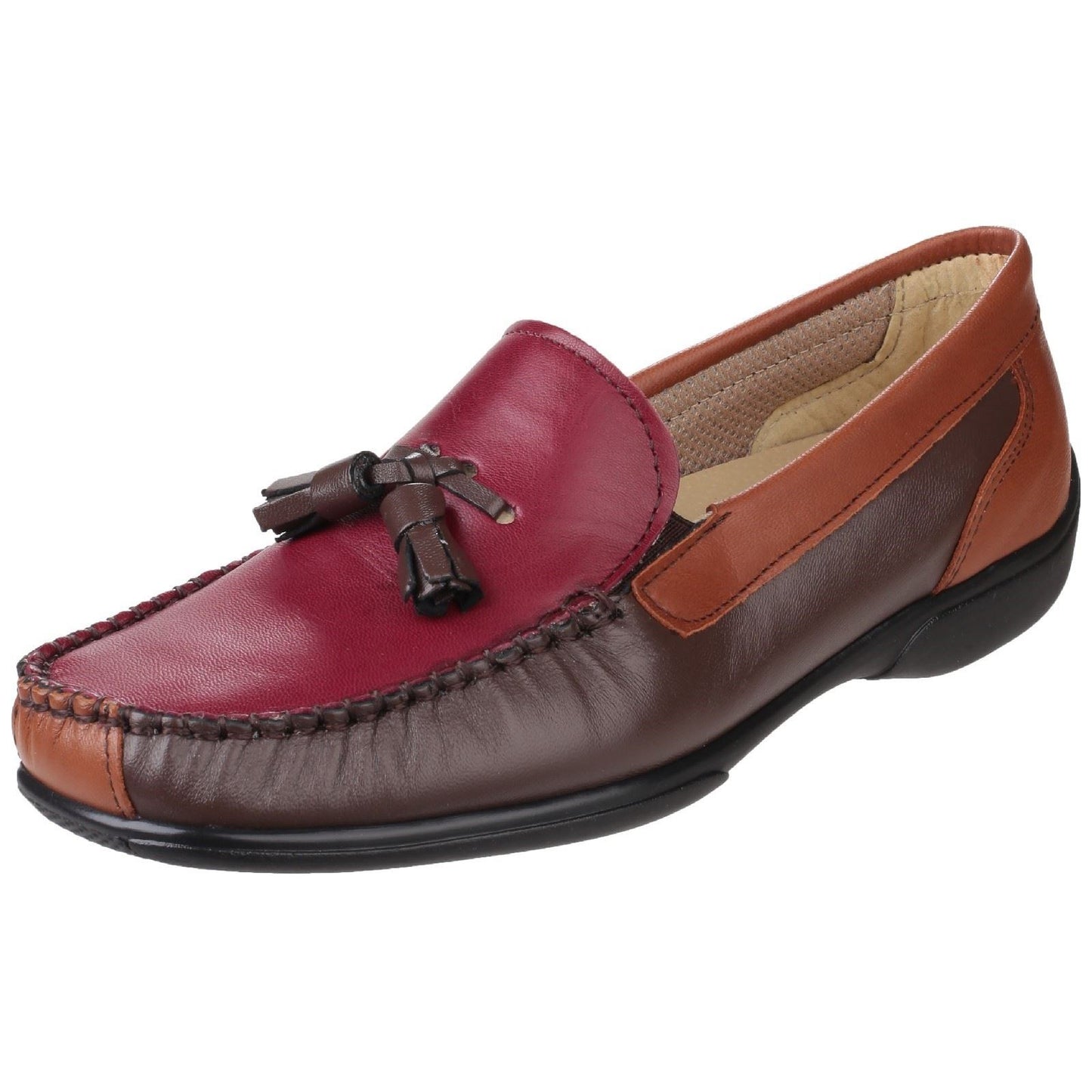 Cotswold Women's Biddlestone Loafer Shoe in Chestnut/Tan/Wine