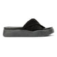 Desert Fleur Gabbro Pleated Satin Women's Black Sandals