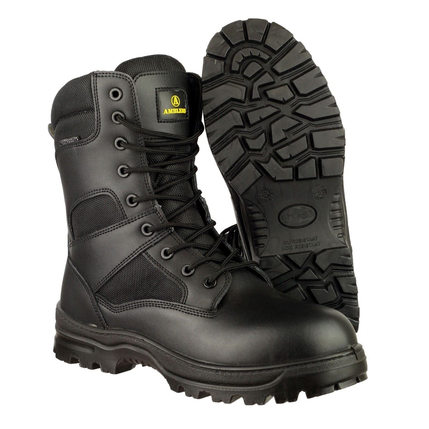Amblers Safety Combat Hi-Leg Waterproof Metal Free Boot in Black