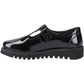 Hush Puppies Florrie T-Bar Leather Youth Black Shoes