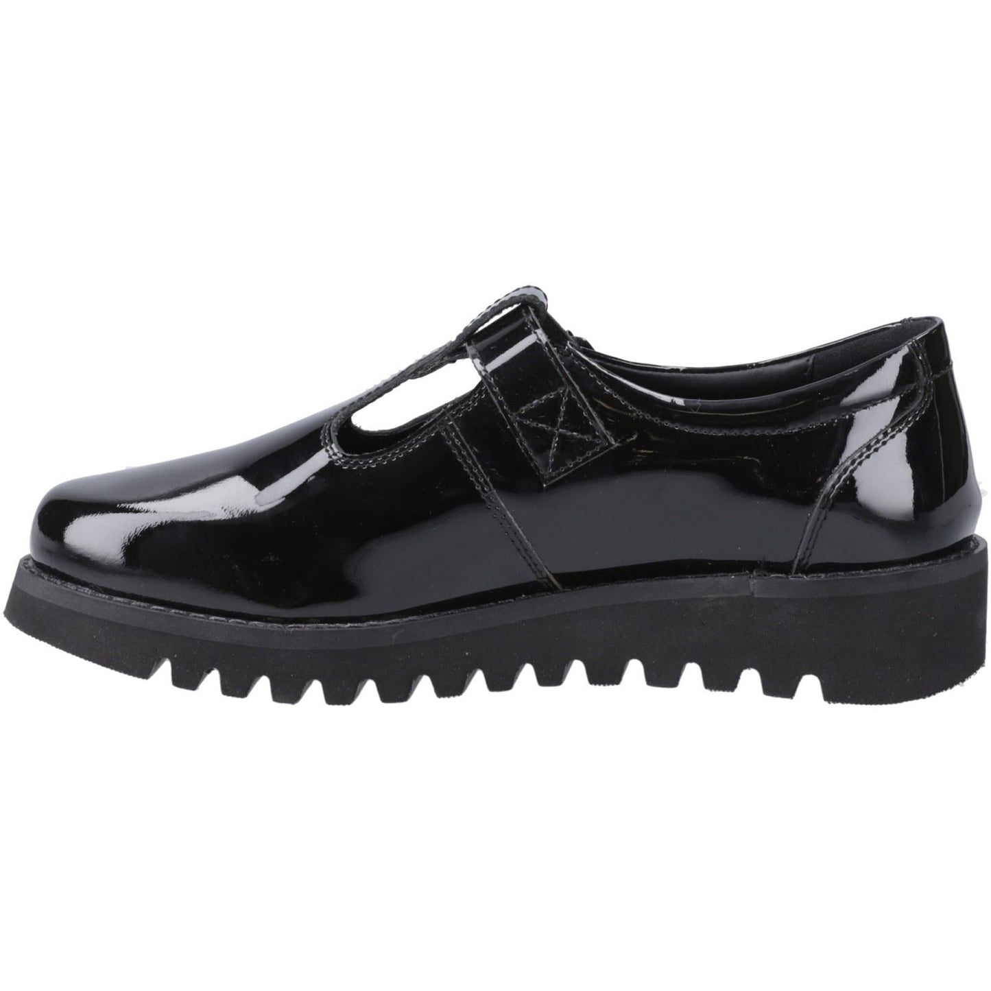 Hush Puppies Florrie T-Bar Leather Youth Black Shoes