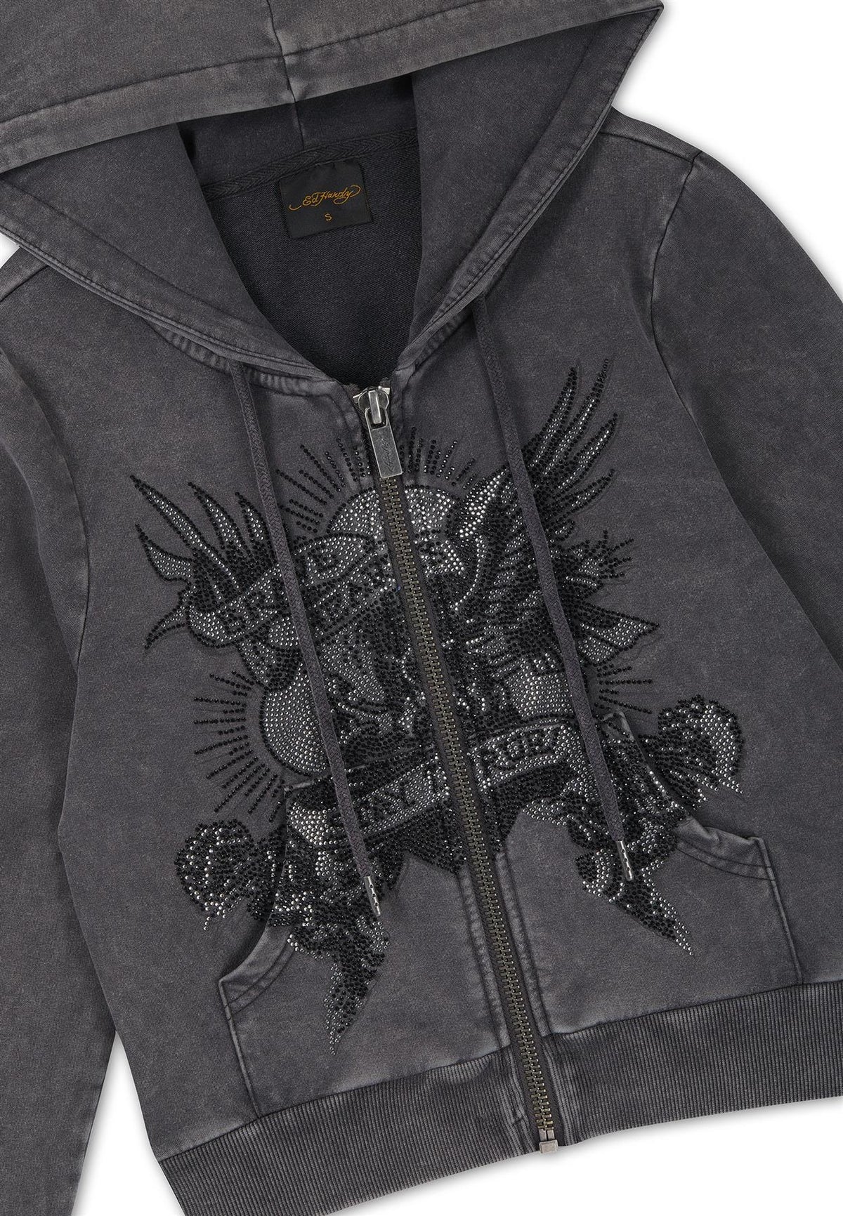 Ed Hardy Stay True Fitted Cropped Zip Women's Black Hoodie