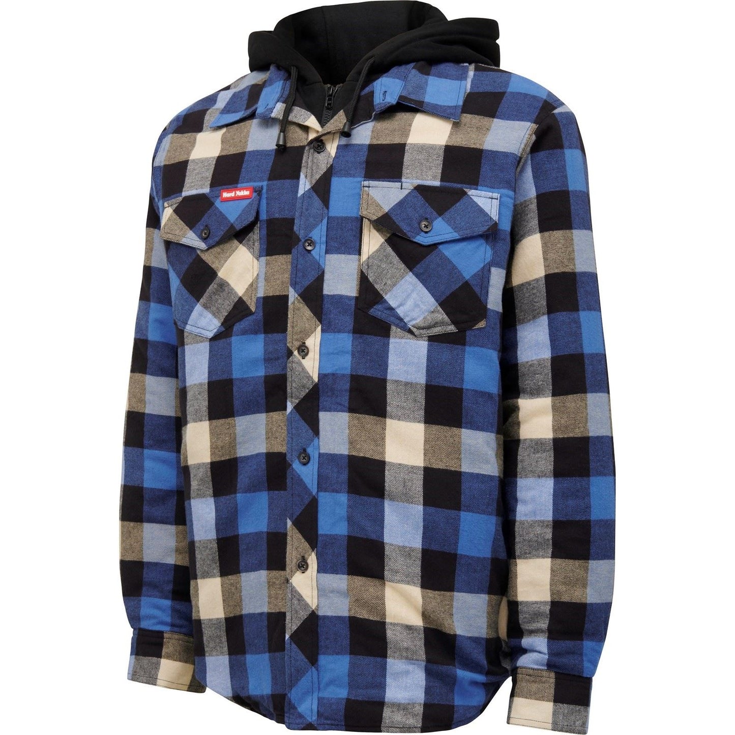 Hard Yakka Men's Quilted Flannel Shacket in Blue