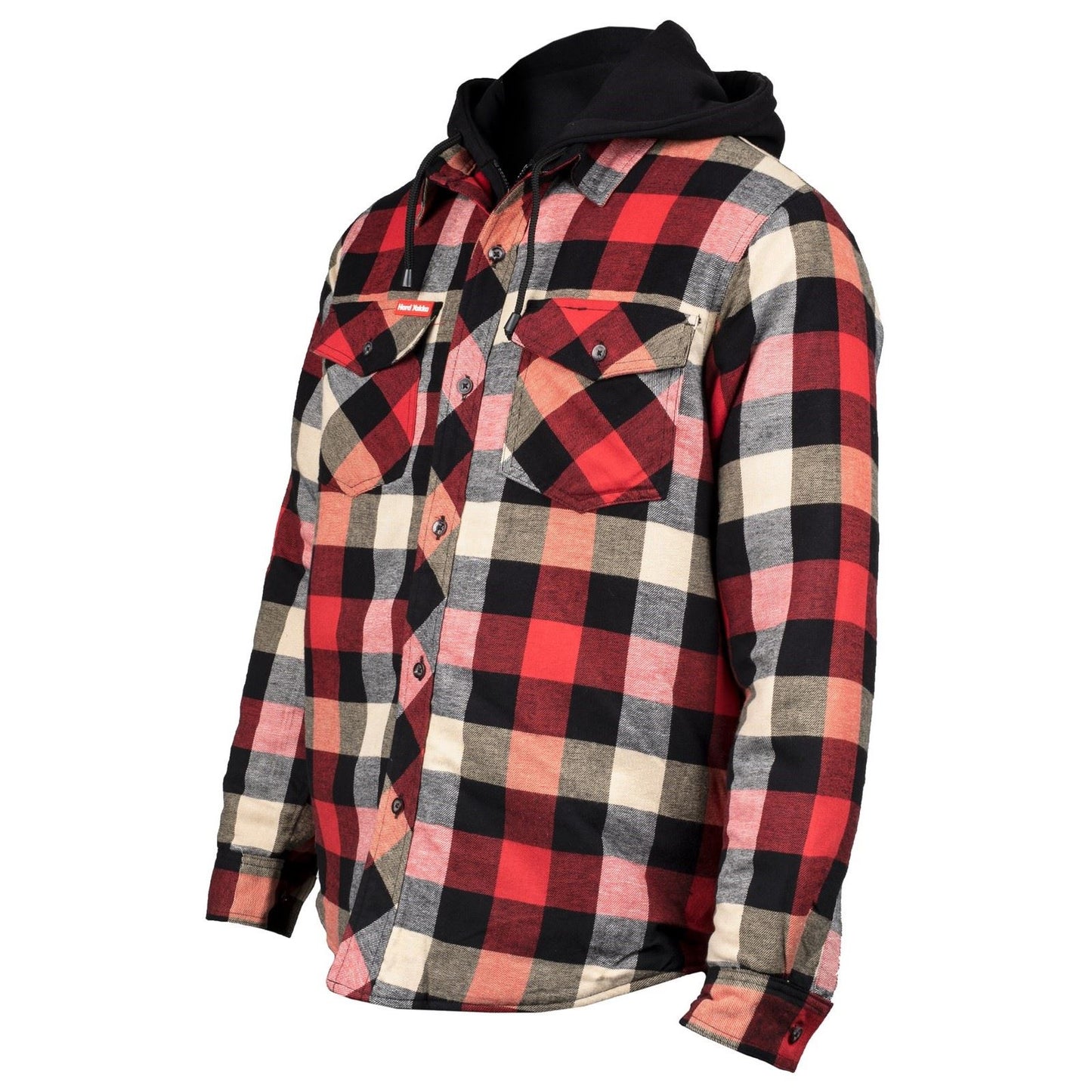 Hard Yakka Men's Quilted Flannel Shacket in Red