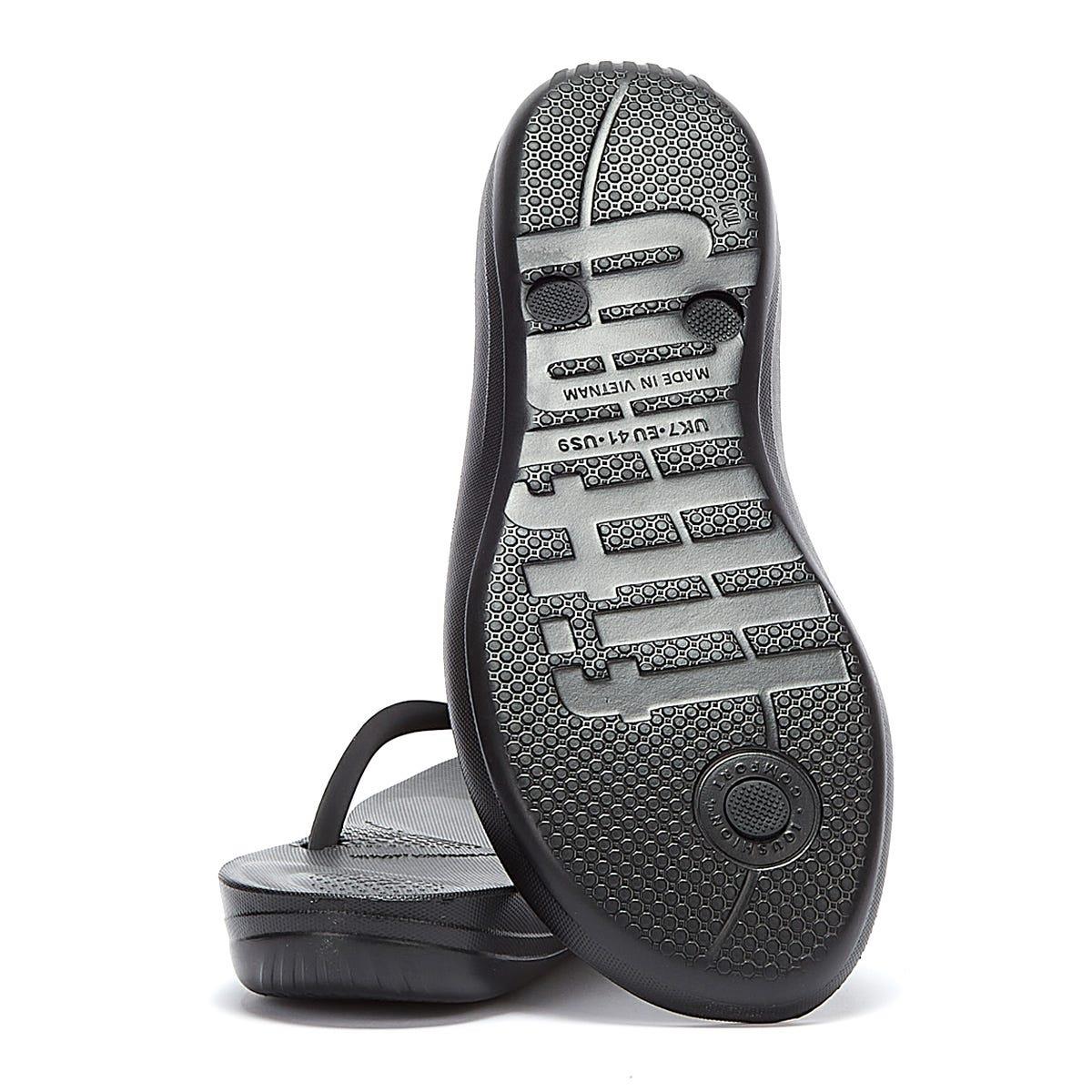 FitFlop Iqushion Ergonomic Women's All Black Flip Flops