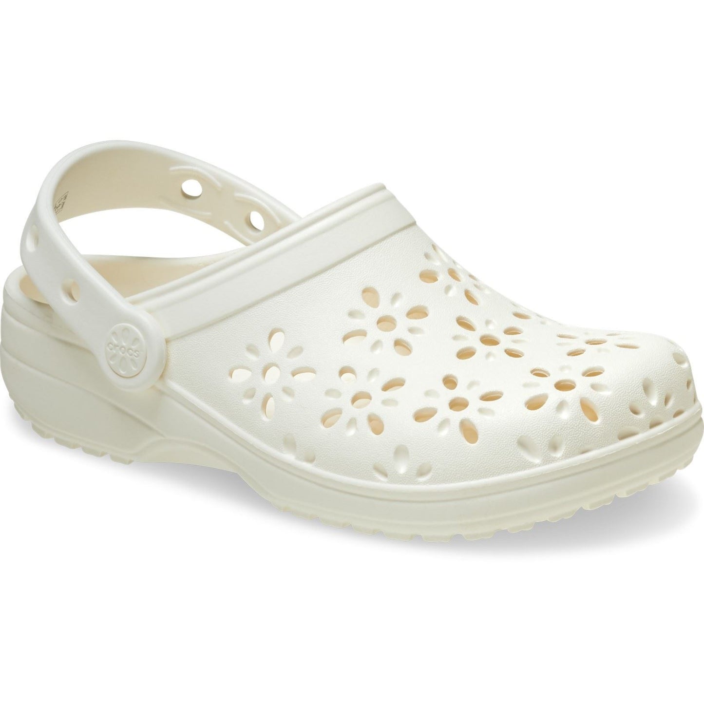 Crocs Classic Floral Cut Out Thermoplastic Chalk Clogs