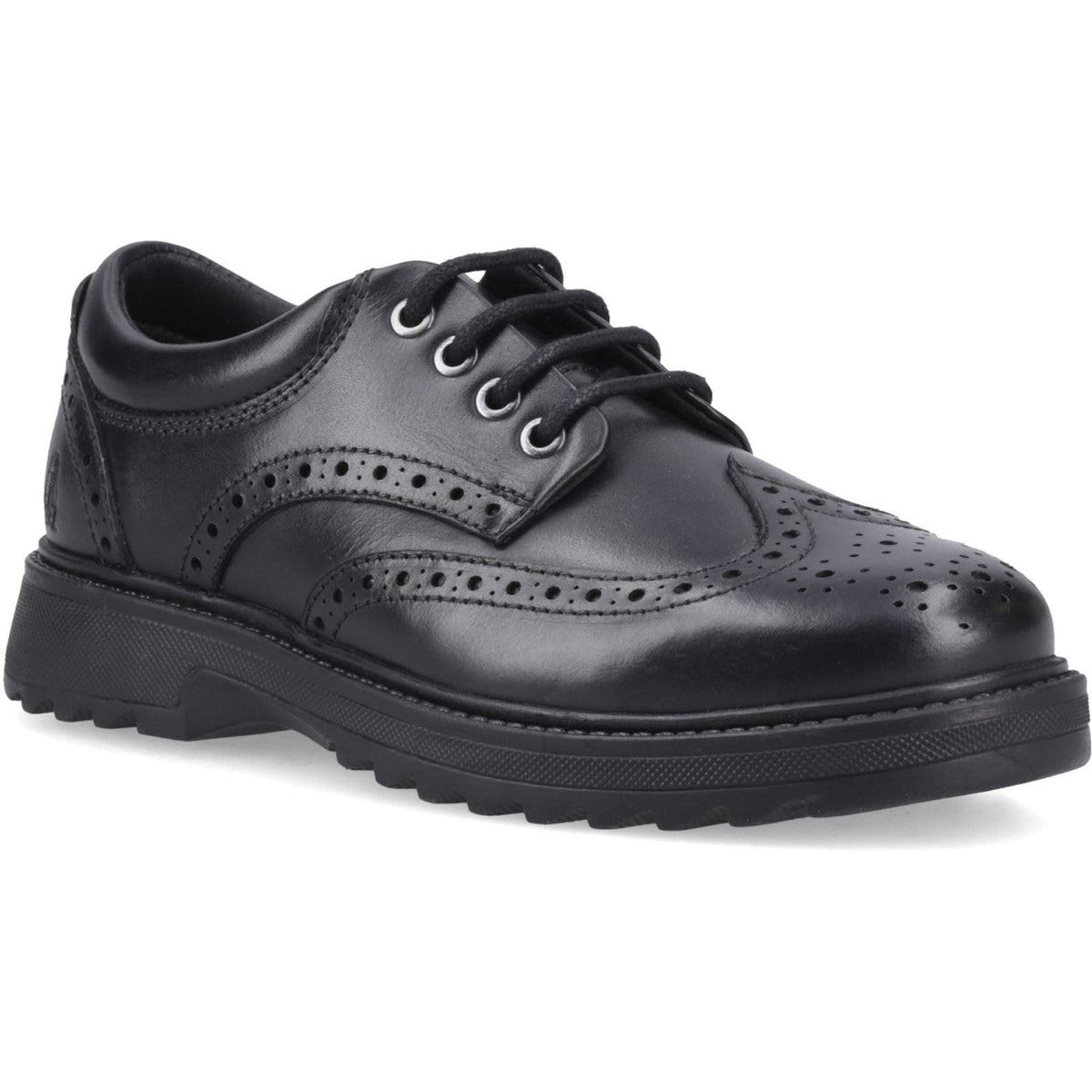 Hush Puppies Romeo Snr2 Leather Boy's Black Brogues
