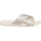 HEYDUDE Women's Christi Slide Distressed Sandal in Metallic
