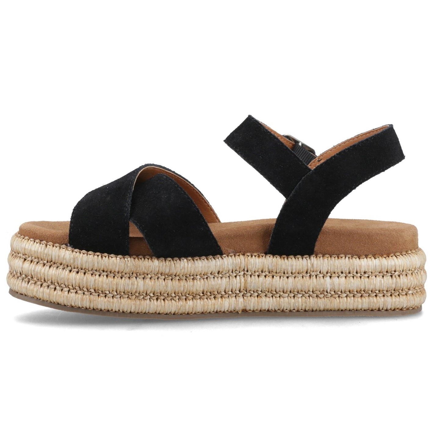 Hush Puppies Rosa Rafia Sandal Leather Women's Black Sandals