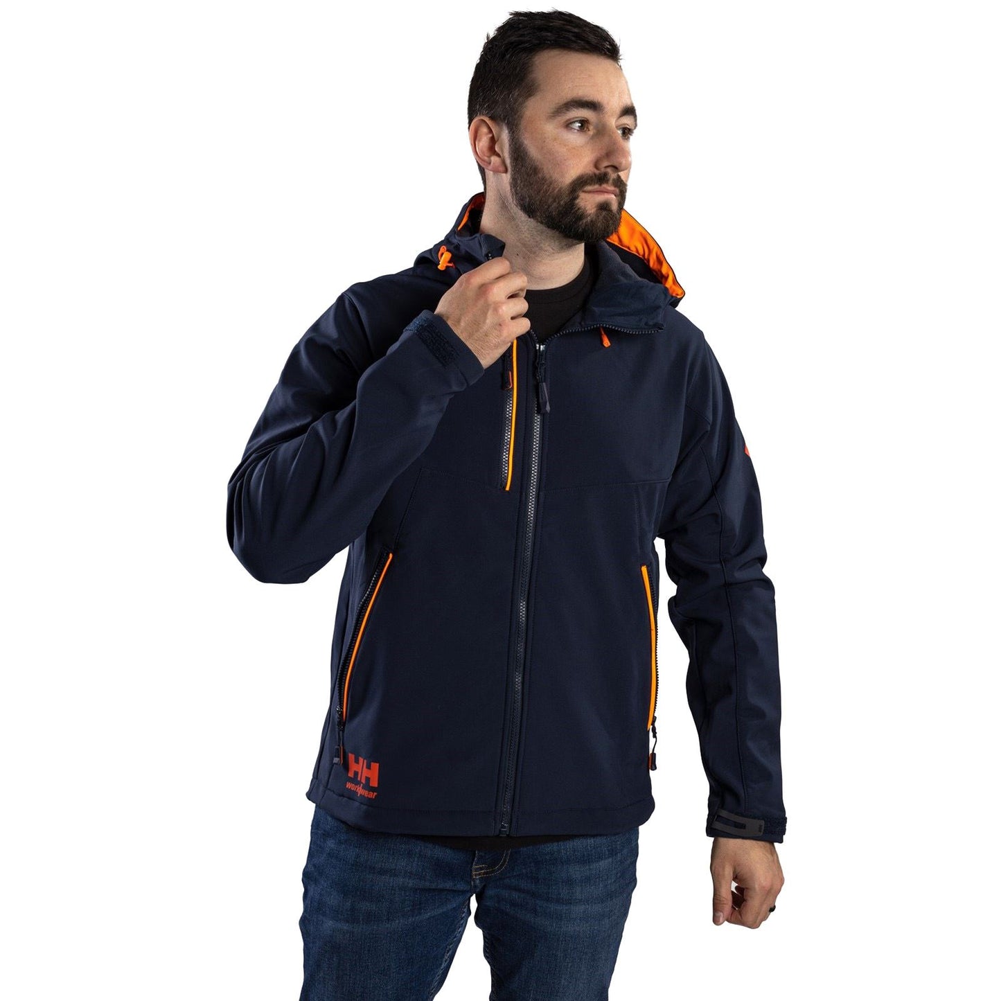 Helly Hansen Workwear Chelsea Evolution Softs Polyester Unisex Adults Blue Hooded Sweatshirt