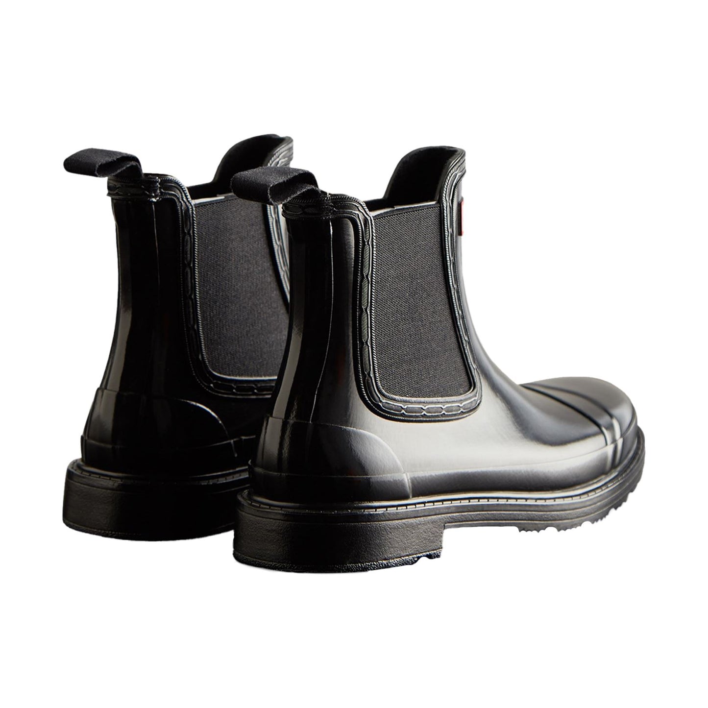 Hunter Women's Commando Gloss Chelsea Boots in Black
