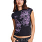 Ed Hardy Tattoo City Cap Sleeve Top Women's Black T-Shirts
