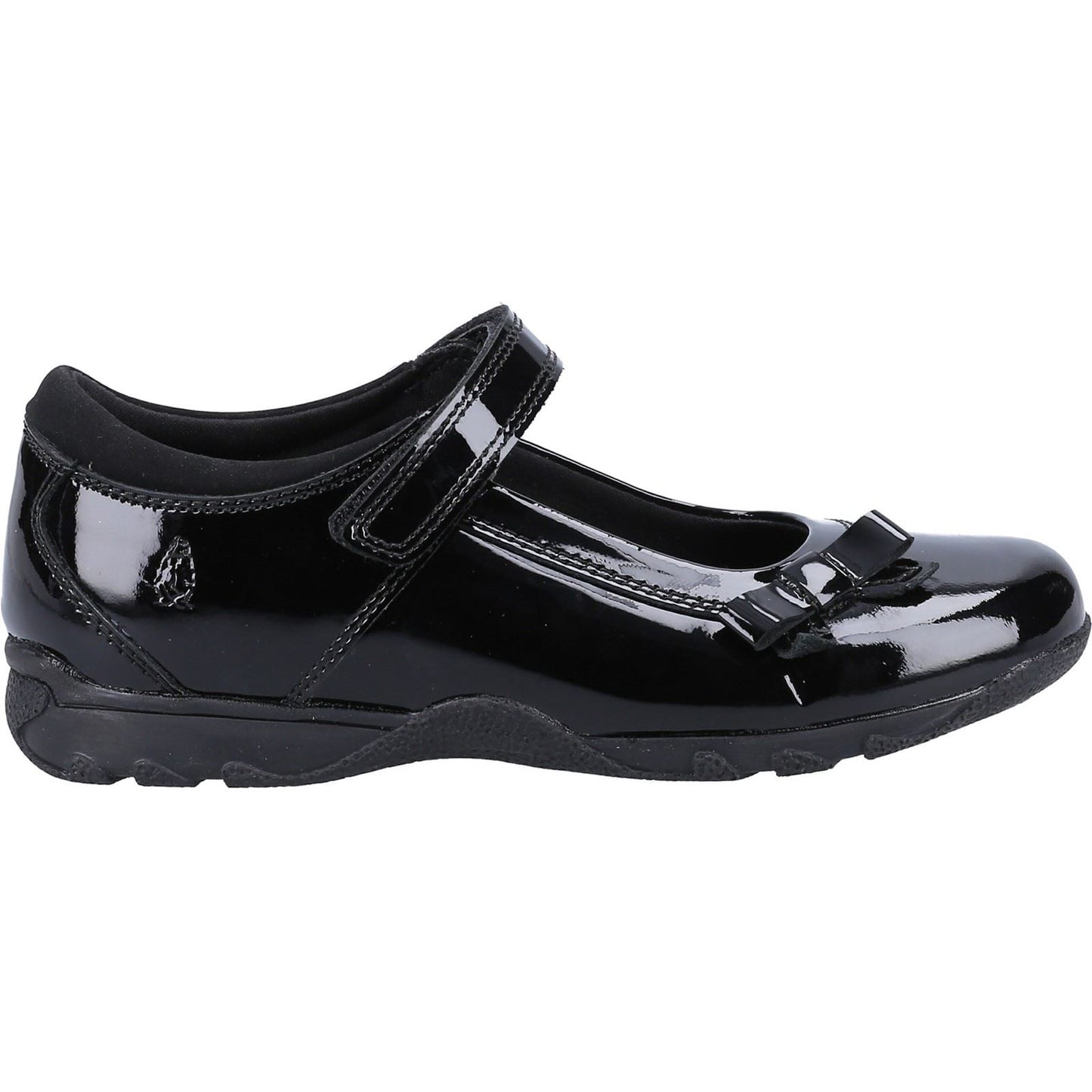 Hush Puppies Carrie Junior Girls Black Leather Shoes