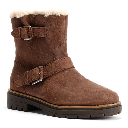 TOMS Ionie Moto Waxy Suede Women's Dark Brown Boots