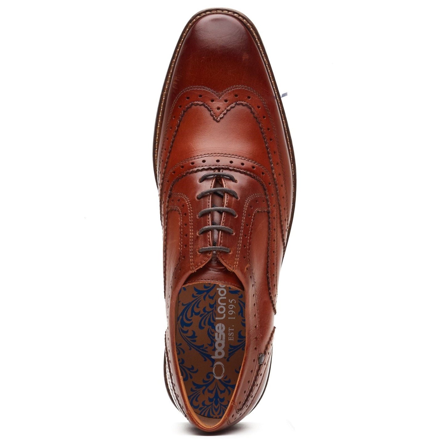 Base London Clarence Brogue Leather Men's Burnt Tan Brogues Shoes
