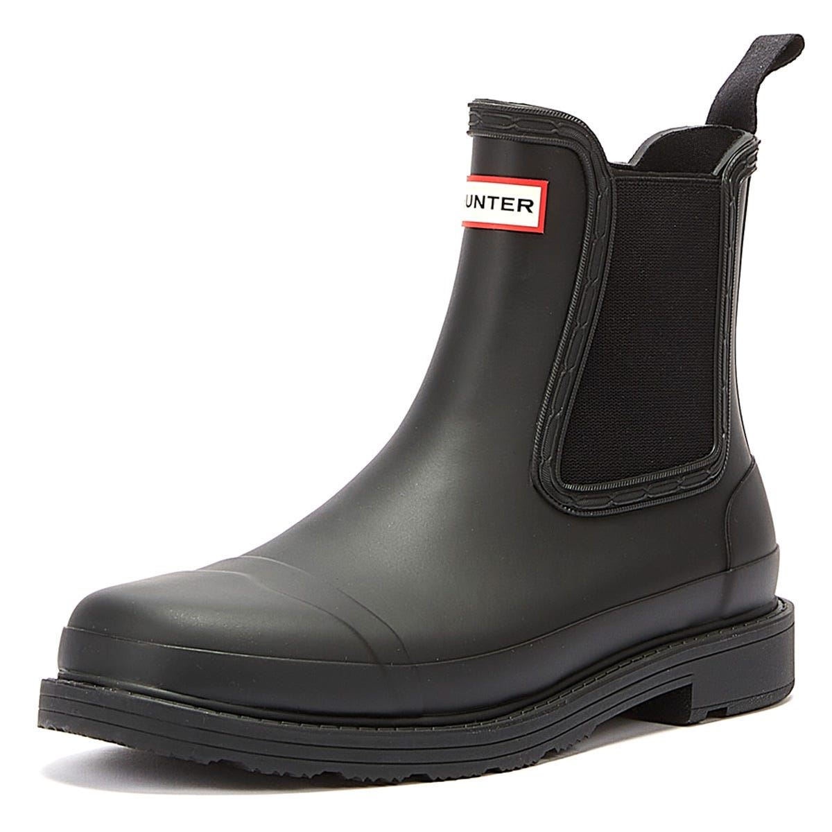 Hunter Commado Chelsea Womens Black Boots