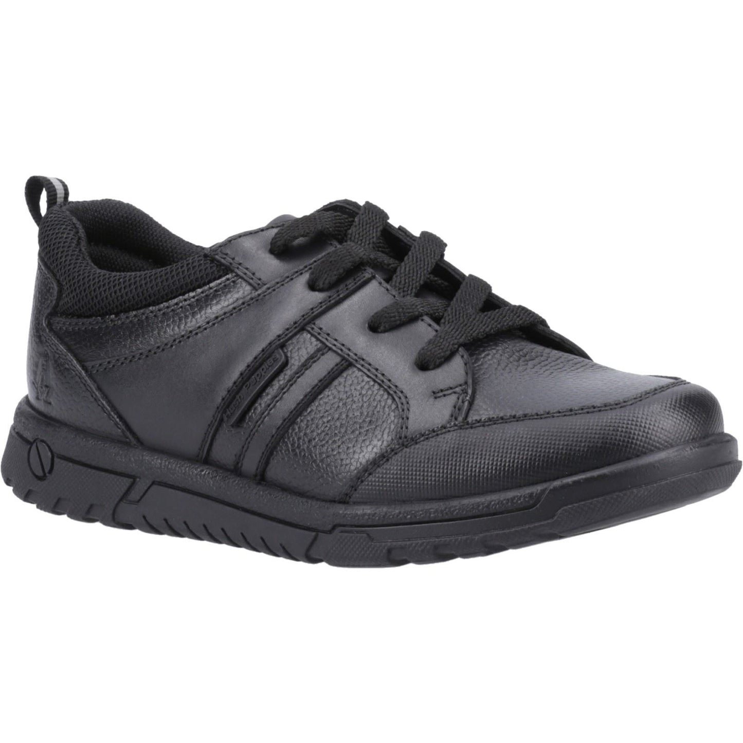 Hush Puppies Steven Leather Youth Black Lace-Up Shoes
