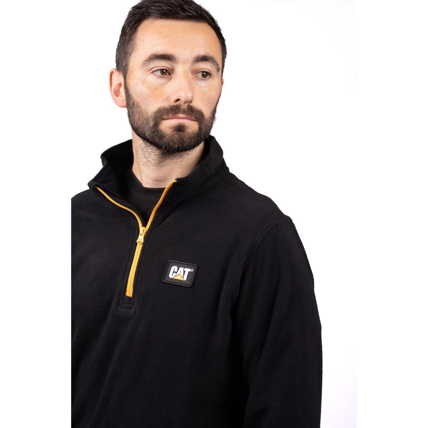 Caterpillar Men's Cat Microfleece Quarter Zip in Black/Yellow