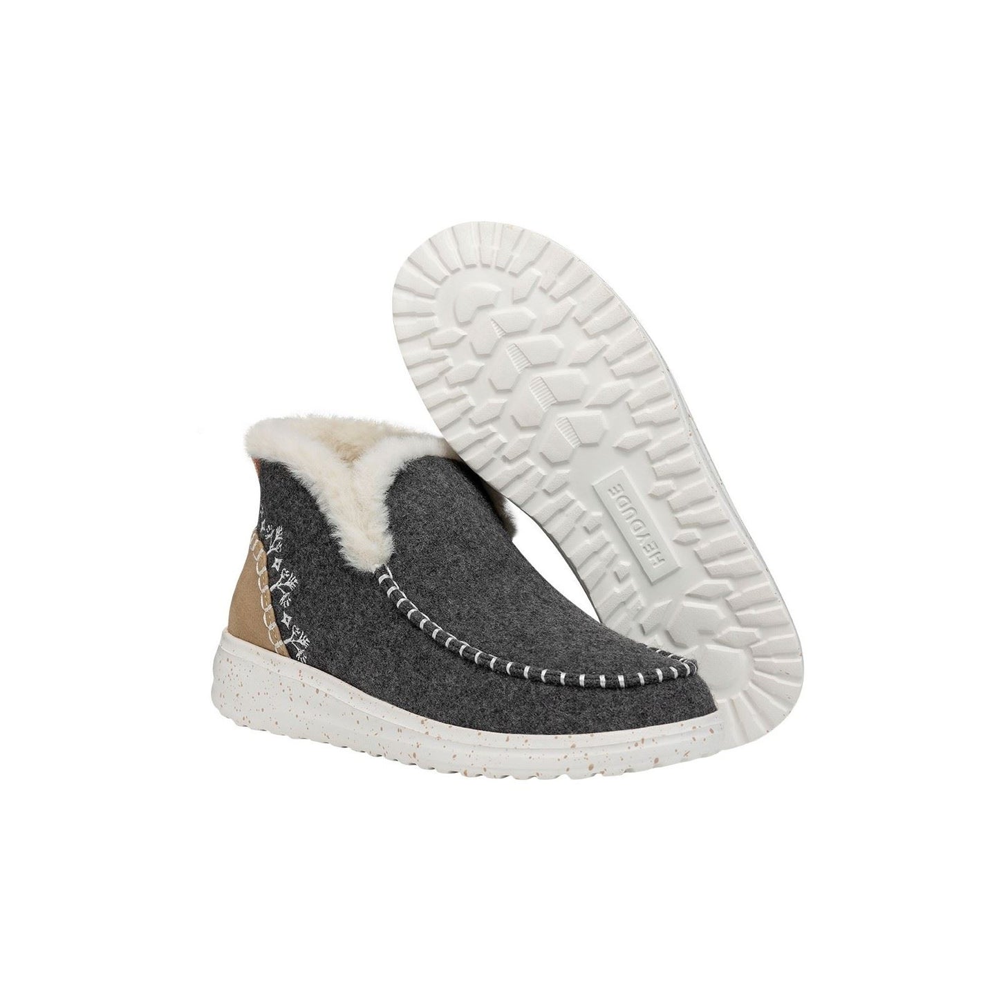 HEYDUDE Women's Denny Wool Faux Shearling Boots in Grey