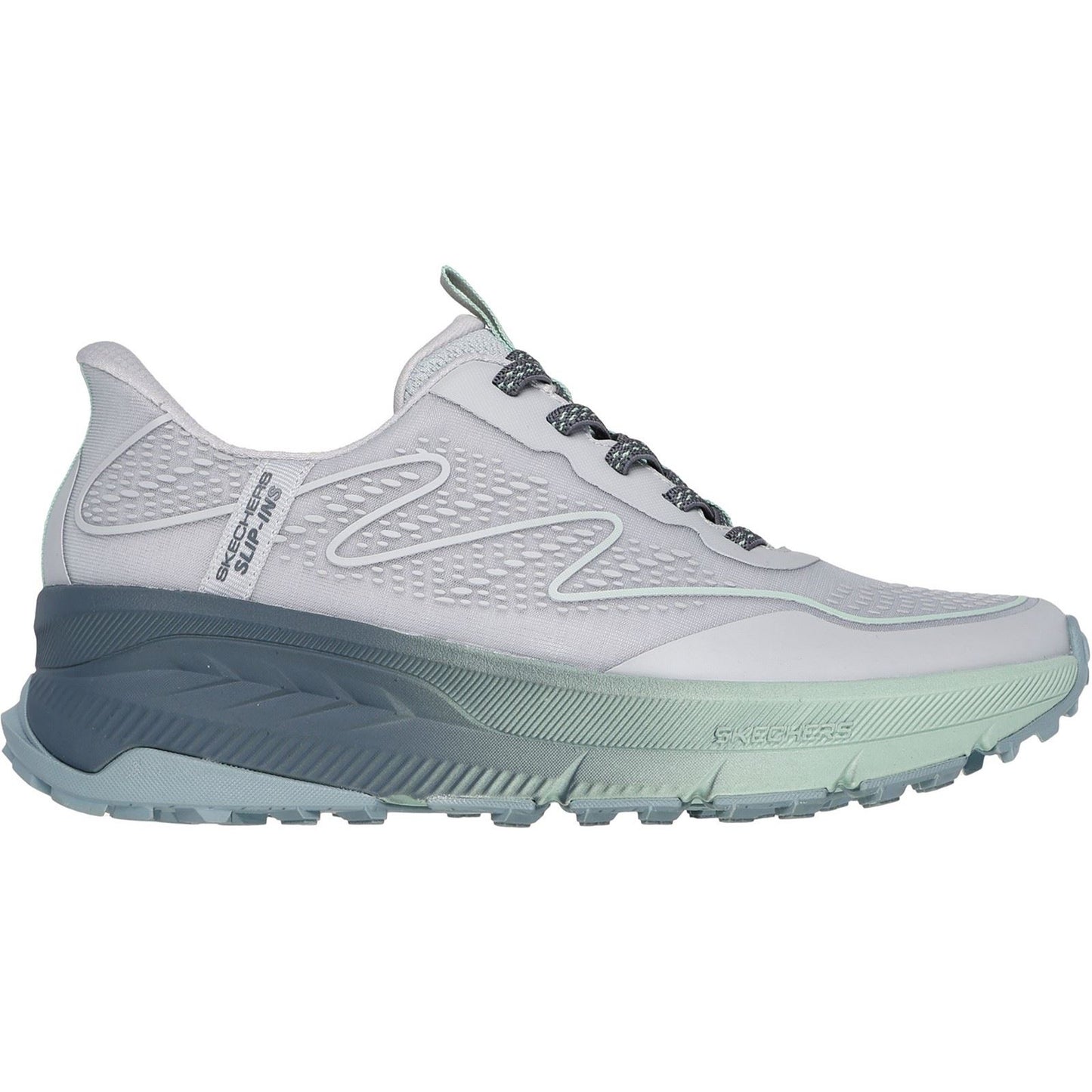 Skechers Women's Switch Back Mist Hiking Shoes in Grey/Green