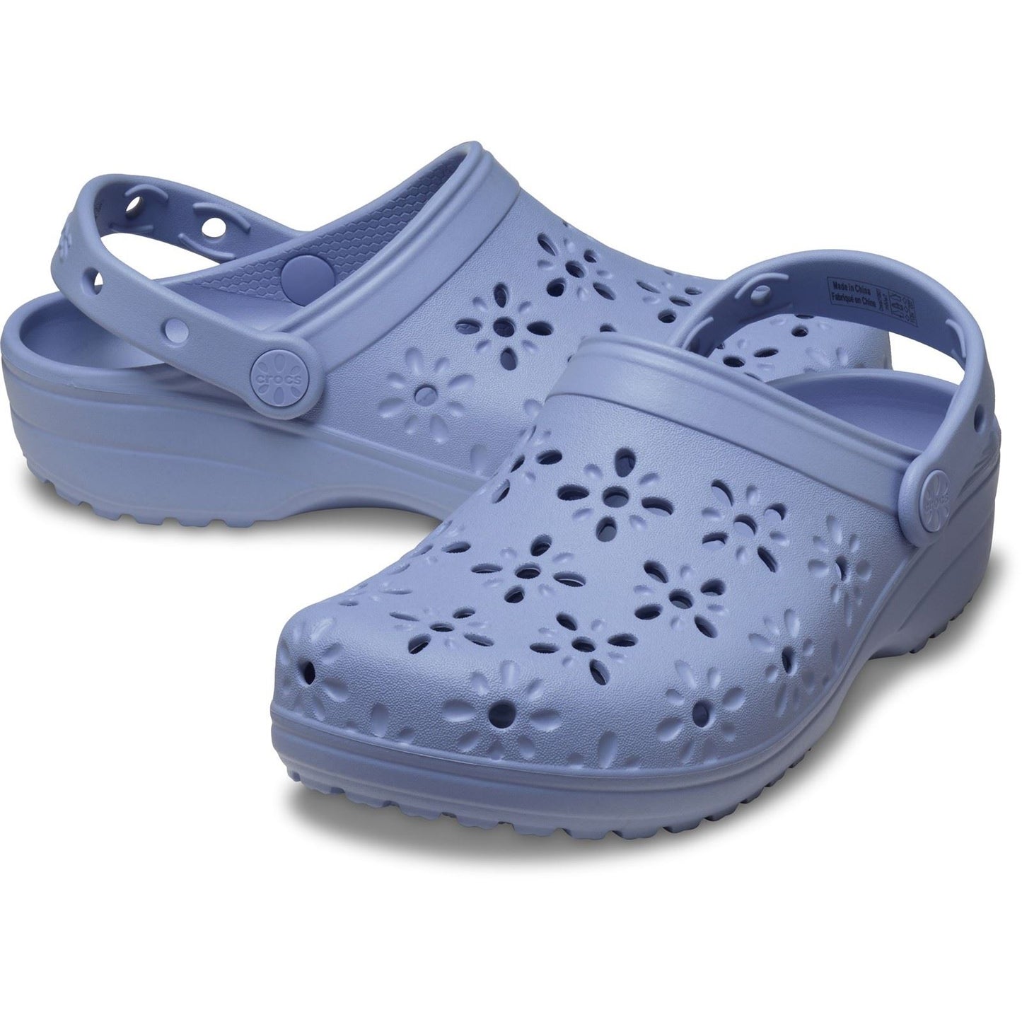 Crocs Classic Floral Cut Out Thermoplastic Women's Blue Haze Flip Flops
