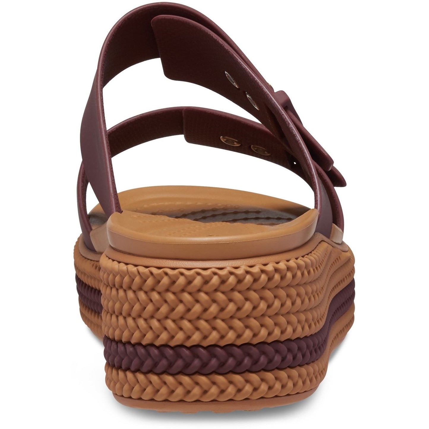 Crocs Women's Brookly Buckle Low Wedge in Dark Clay