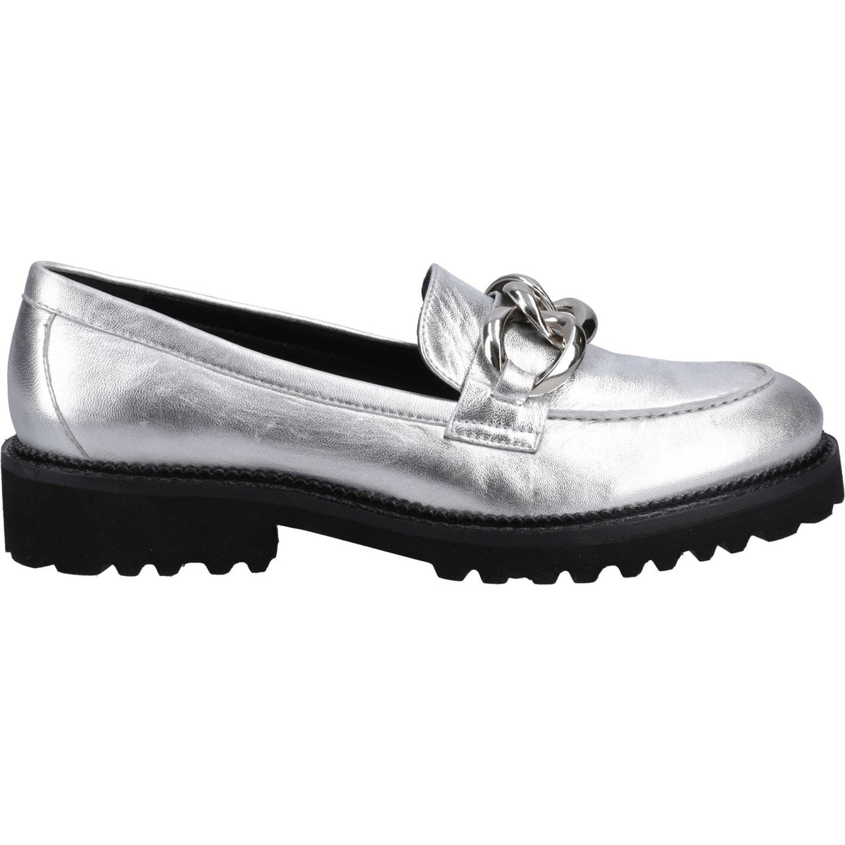 Hush Puppies Gianna Leather Women's Silver Loafers