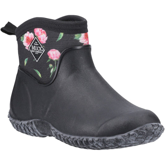 Muck Boots Women's Muckster II Ankle All Purpose Lightweight shoe in Black/Peony Roses